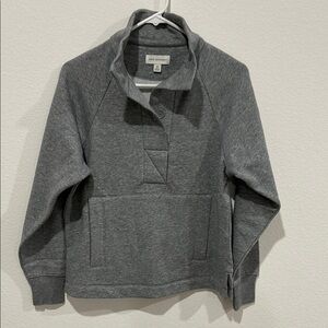 Cozy Gray Sweatshirt with Button Up High Collar